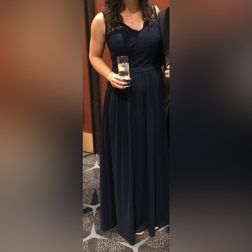 Navy blue formal floor length gown